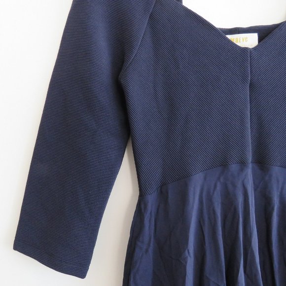 ANTHROPOLOGIE MAEVE Orsay Knit Navy Blue Asymmetrical Dress - Size S - Picture 6 of 16